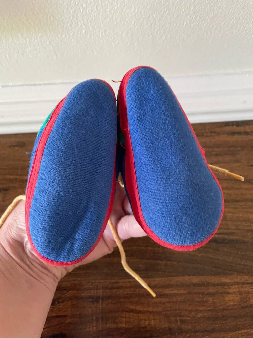 Vintage Gymboree Multicolor Canvas High-Top Baby Shoes - Blue, Teal & Pink